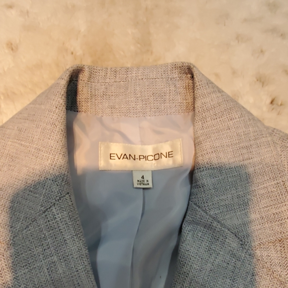 Evan Picone Women's 3 Button Longer Gray & Blue Dress Blazer Size 4 Bust 36 Inch - Picture 4 of 6